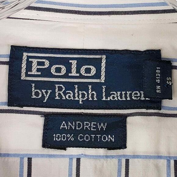 Polo Ralph Lauren Shirt Striped Oxford LS Button Down Blue Mens Size 17.5 XL - Picture 8 of 11